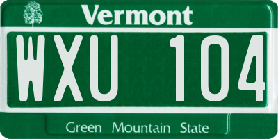 VT license plate WXU104