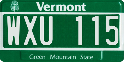 VT license plate WXU115