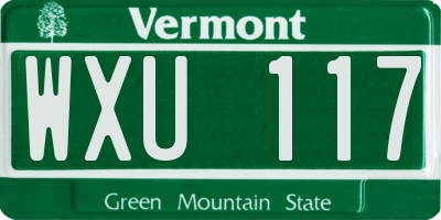 VT license plate WXU117
