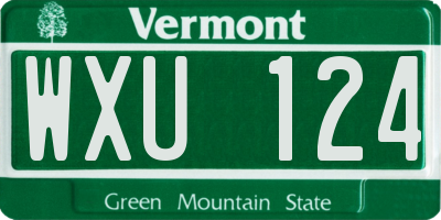 VT license plate WXU124