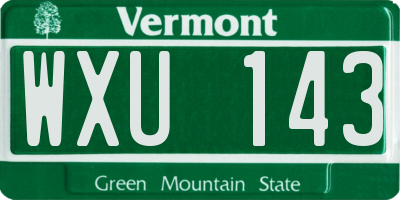 VT license plate WXU143