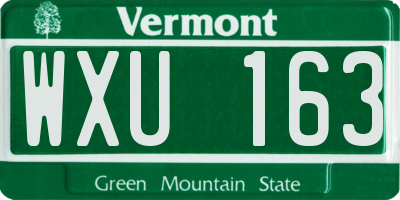 VT license plate WXU163