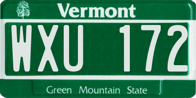 VT license plate WXU172