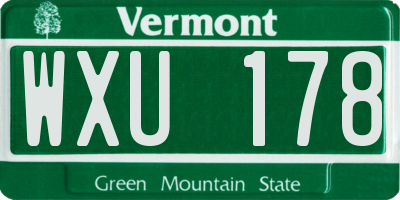 VT license plate WXU178