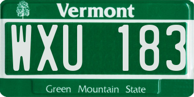 VT license plate WXU183