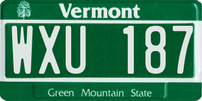 VT license plate WXU187