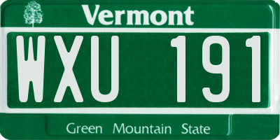 VT license plate WXU191