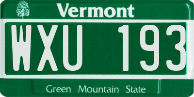 VT license plate WXU193