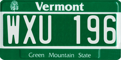 VT license plate WXU196