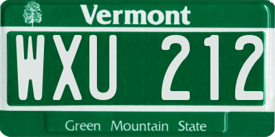 VT license plate WXU212