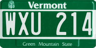 VT license plate WXU214