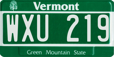 VT license plate WXU219