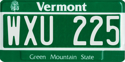 VT license plate WXU225