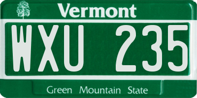 VT license plate WXU235