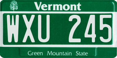 VT license plate WXU245