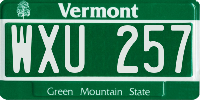 VT license plate WXU257