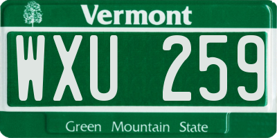 VT license plate WXU259