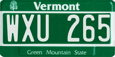 VT license plate WXU265