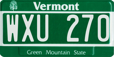 VT license plate WXU270