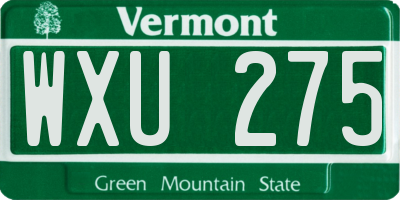 VT license plate WXU275