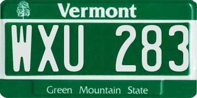 VT license plate WXU283