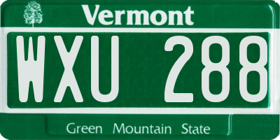 VT license plate WXU288