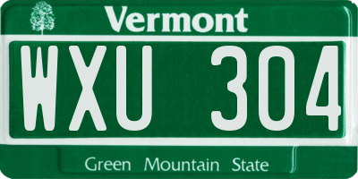 VT license plate WXU304