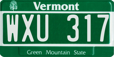 VT license plate WXU317