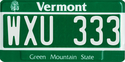 VT license plate WXU333