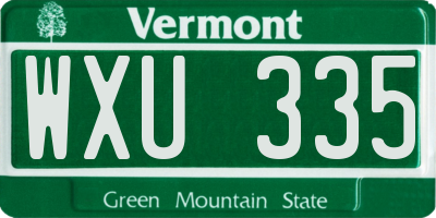 VT license plate WXU335