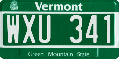 VT license plate WXU341