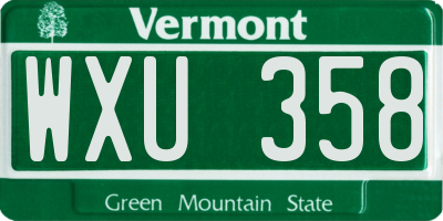 VT license plate WXU358