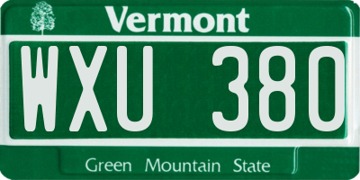 VT license plate WXU380