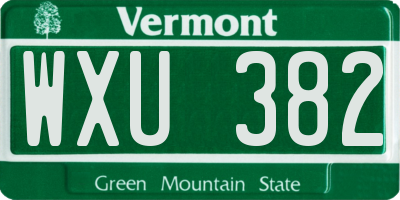 VT license plate WXU382