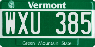 VT license plate WXU385
