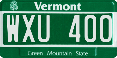 VT license plate WXU400