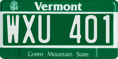 VT license plate WXU401
