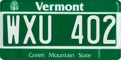 VT license plate WXU402