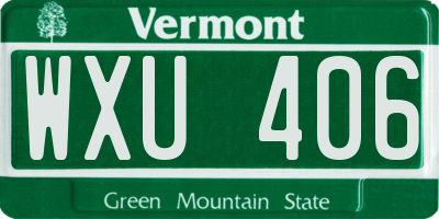VT license plate WXU406