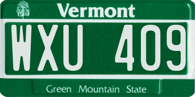 VT license plate WXU409