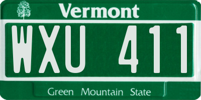 VT license plate WXU411