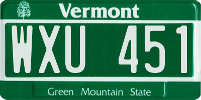 VT license plate WXU451