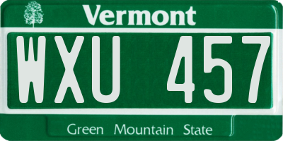 VT license plate WXU457