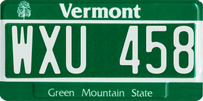 VT license plate WXU458