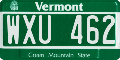 VT license plate WXU462