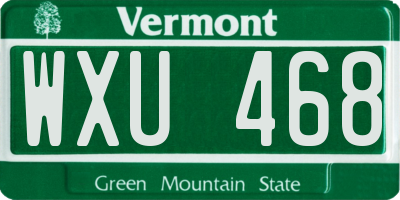 VT license plate WXU468