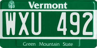 VT license plate WXU492