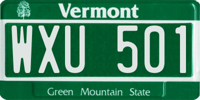 VT license plate WXU501
