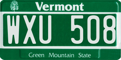 VT license plate WXU508