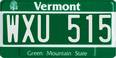 VT license plate WXU515